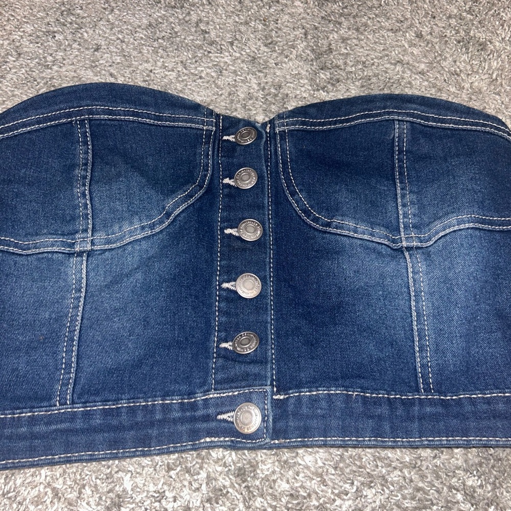 Refuge Blue Denim Bustier Top